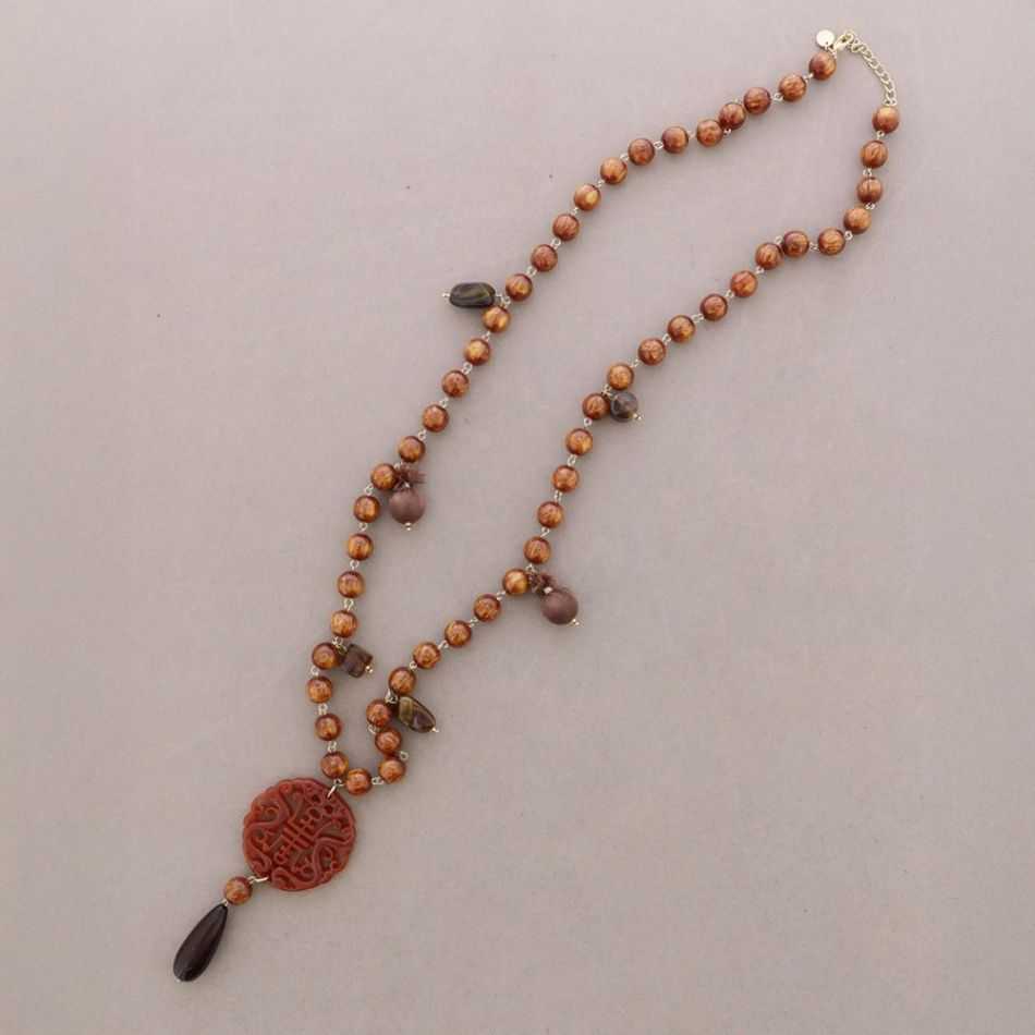 COLLAR LARGO CUENTAS BOLAS COLGANTES MEDALLA FILIGRANA RESINA