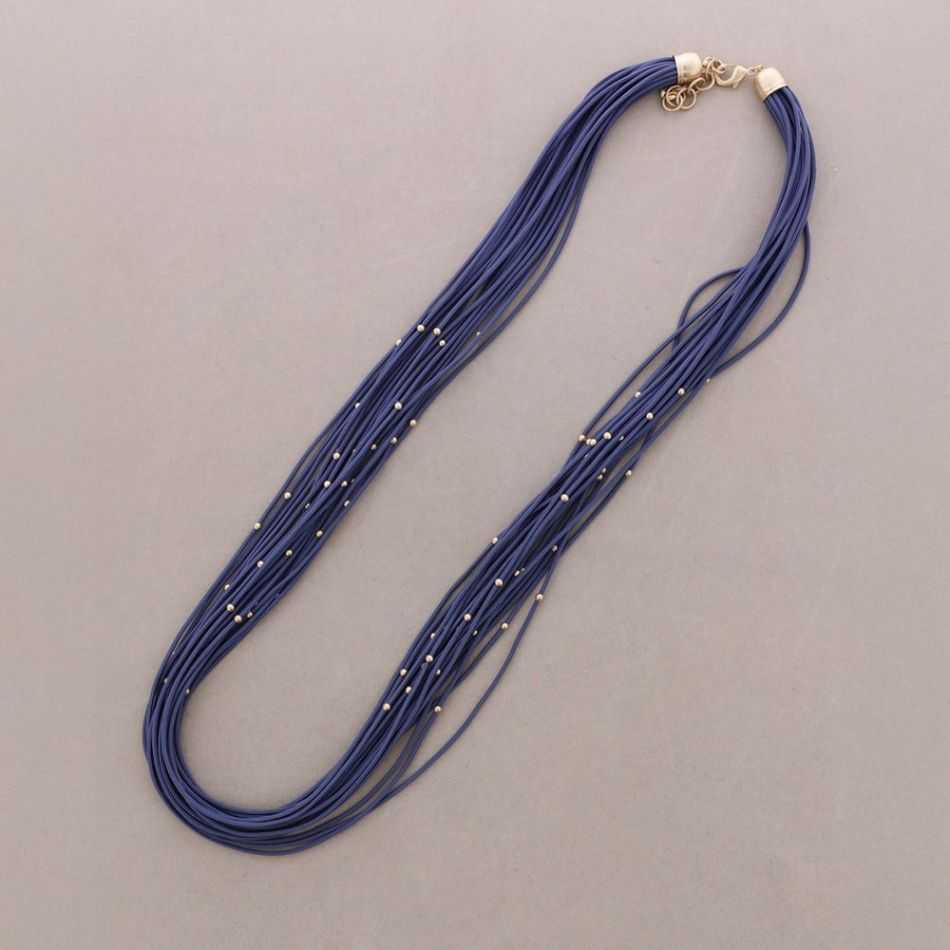 COLLAR LARGO ELÁSTICO MULTI TIRAS BOLITAS METAL