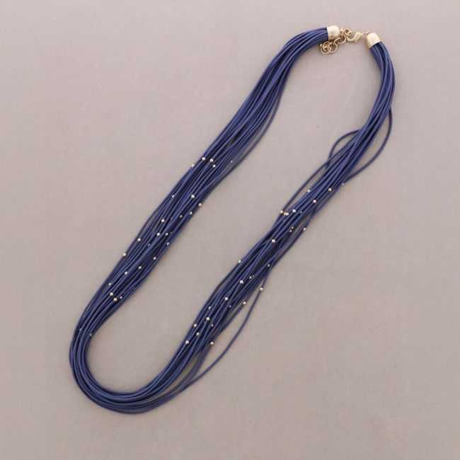 COLLAR LARGO ELÁSTICO MULTI TIRAS BOLITAS METAL