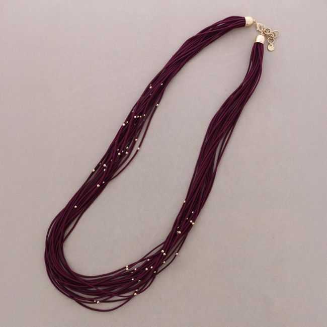 COLLAR LARGO ELÁSTICO MULTI TIRAS BOLITAS METAL