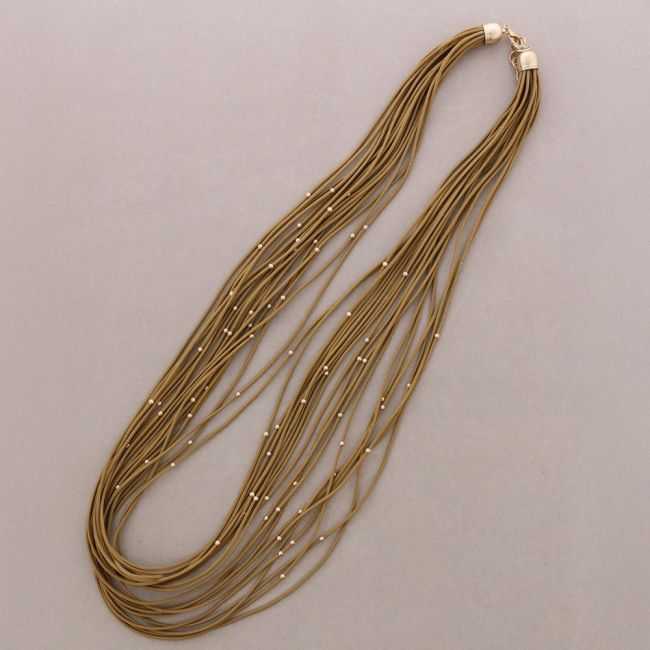 COLLAR LARGO ELÁSTICO MULTI TIRAS BOLITAS METAL