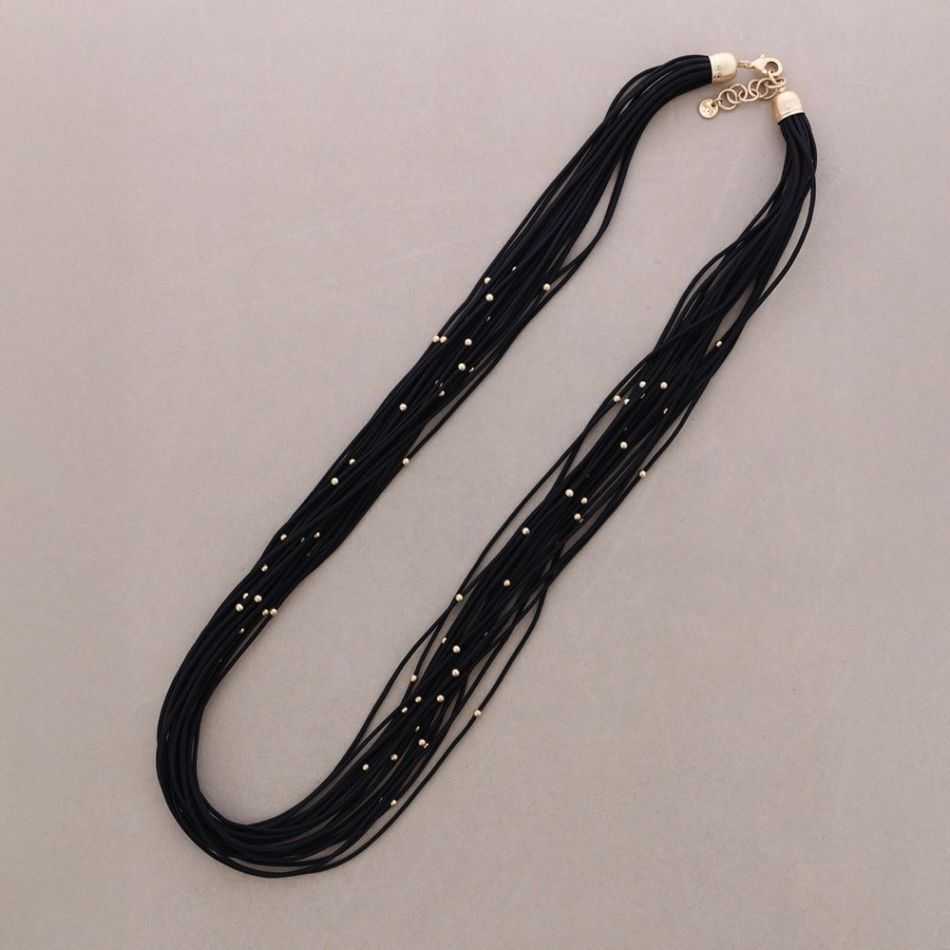 COLLAR LARGO ELÁSTICO MULTI TIRAS BOLITAS METAL