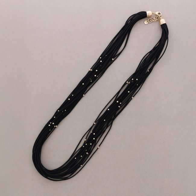 COLLAR LARGO ELÁSTICO MULTI TIRAS BOLITAS METAL
