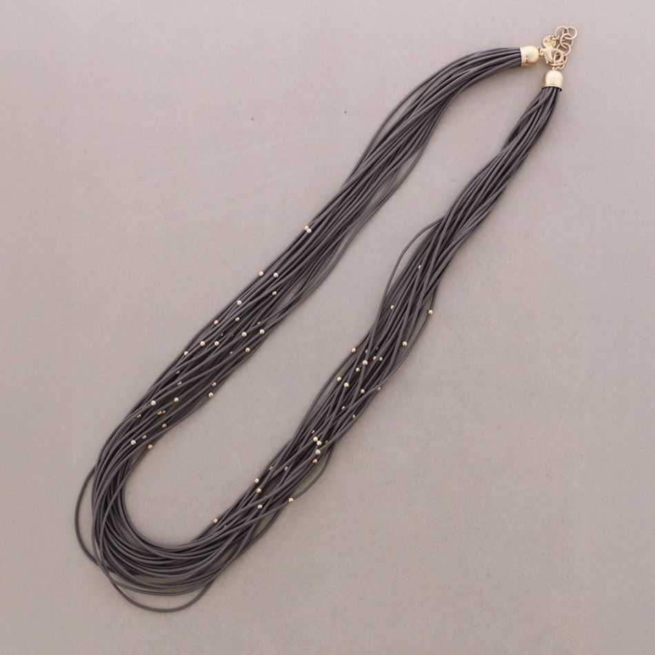 COLLAR LARGO ELÁSTICO MULTI TIRAS BOLITAS METAL