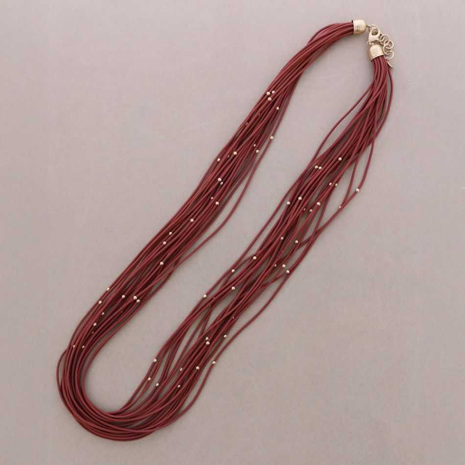 COLLAR LARGO ELÁSTICO MULTI TIRAS BOLITAS METAL