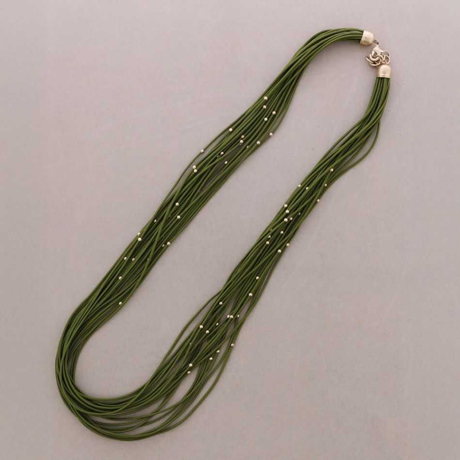 COLLAR LARGO ELÁSTICO MULTI TIRAS BOLITAS METAL