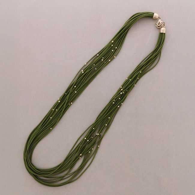 COLLAR LARGO ELÁSTICO MULTI TIRAS BOLITAS METAL