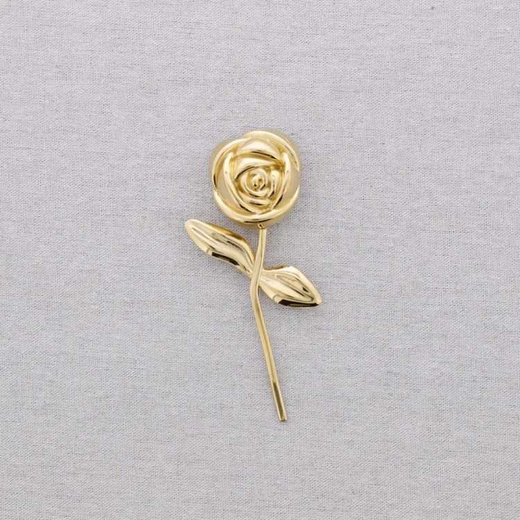 BROCHE ACERO FLOR ROSA
