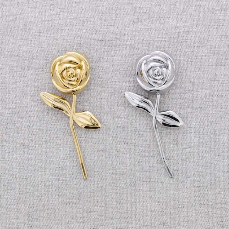 BROCHE ACERO FLOR ROSA 2