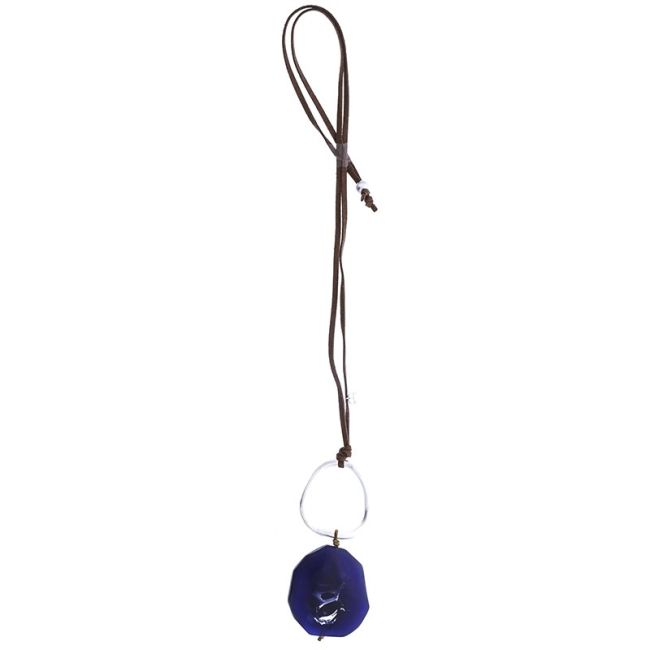 LONG NECKLACE PENDANT METAL RING RESIN MEDALLION
