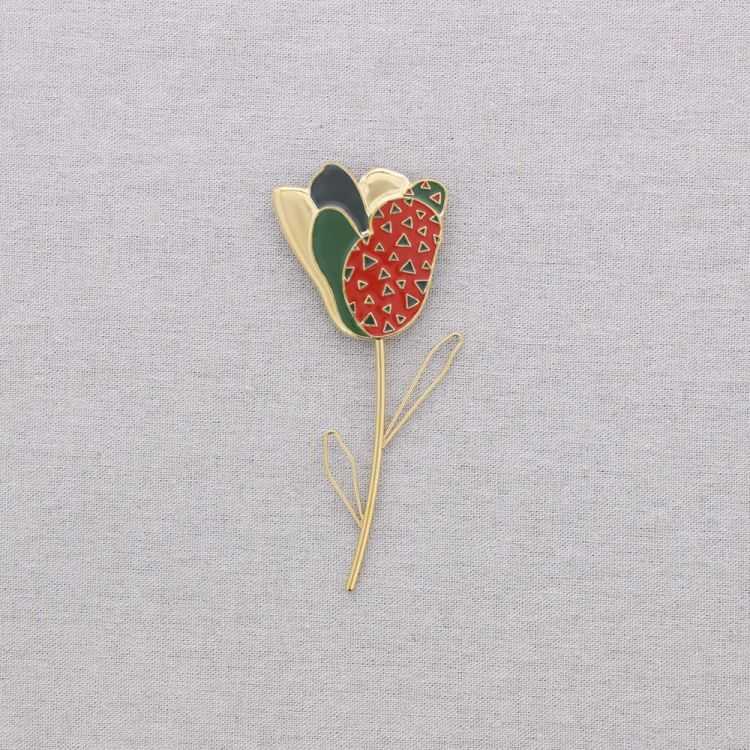 STEEL BROOCH ENAMEL FLOWER 2