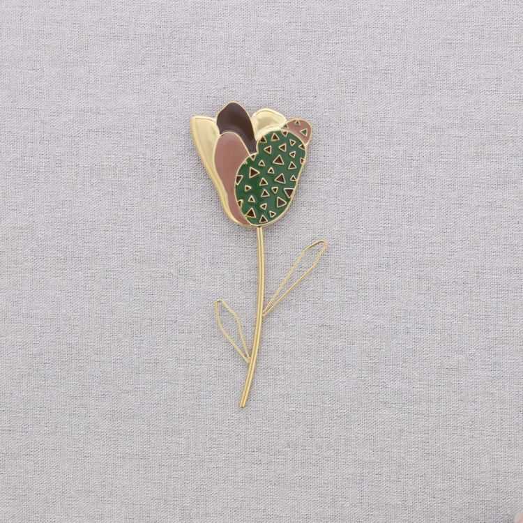 BROCHE ACERO FLOR ESMALTE