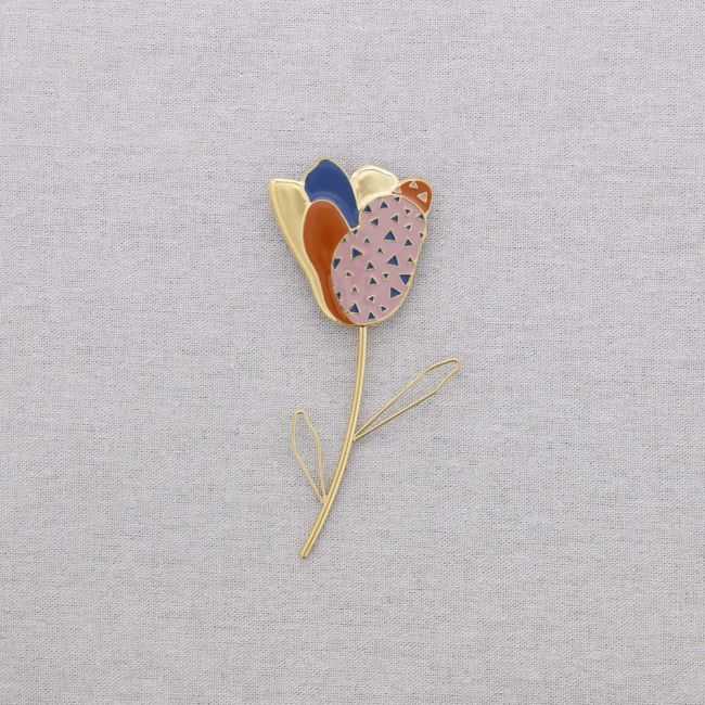 BROCHE ACERO FLOR ESMALTE