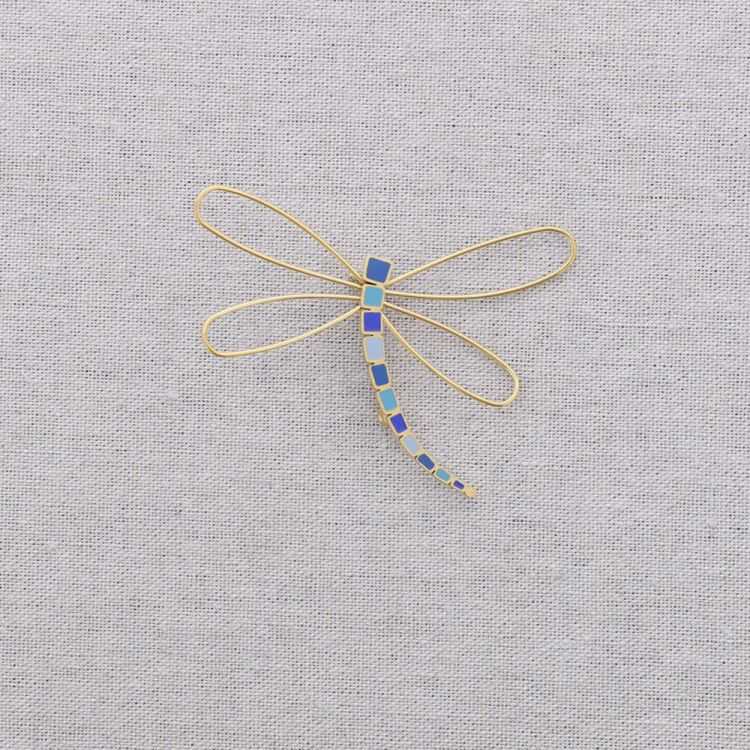 STEEL DRAGONFLY ENAMEL BROOCH