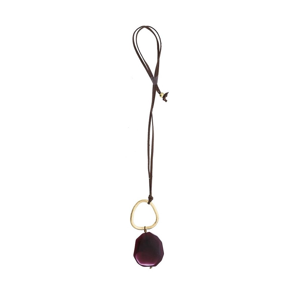 LONG NECKLACE PENDANT METAL RING RESIN MEDALLION