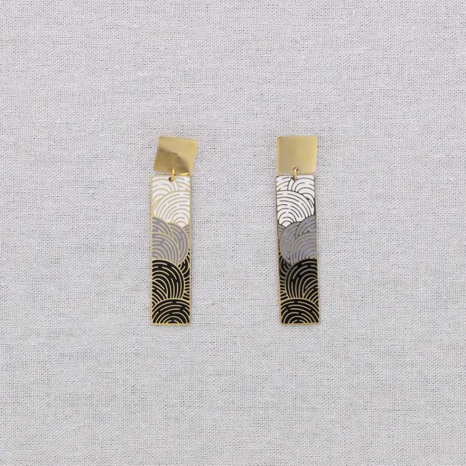 STEEL ENAMEL PENDANT EARRINGS