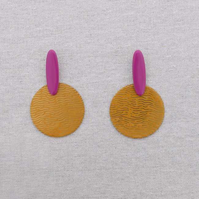 STEEL EARRINGS PENDANT ENAMEL MEDALLION