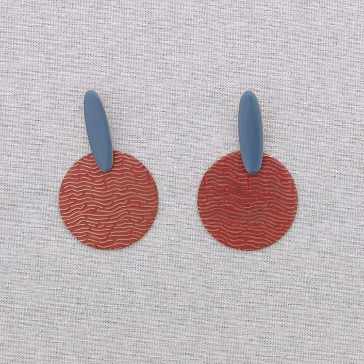 STEEL EARRINGS PENDANT ENAMEL MEDALLION 2
