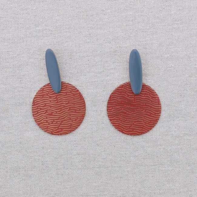 STEEL EARRINGS PENDANT ENAMEL MEDALLION