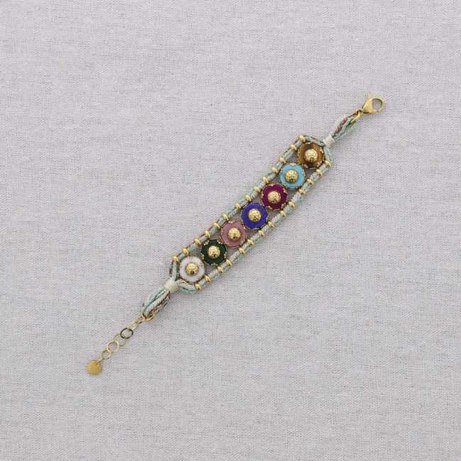 PULSERA ACERO CORDÓN CUENTAS PIEDRAS