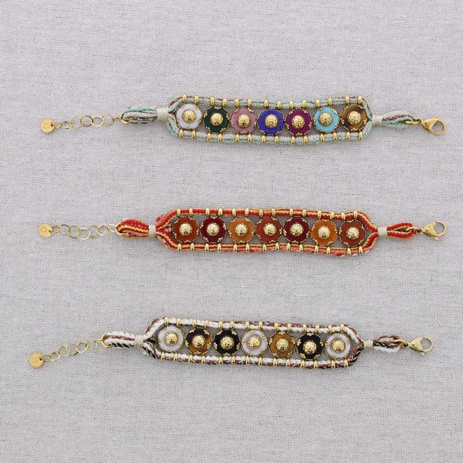 PULSERA ACERO CORDÓN CUENTAS PIEDRAS
