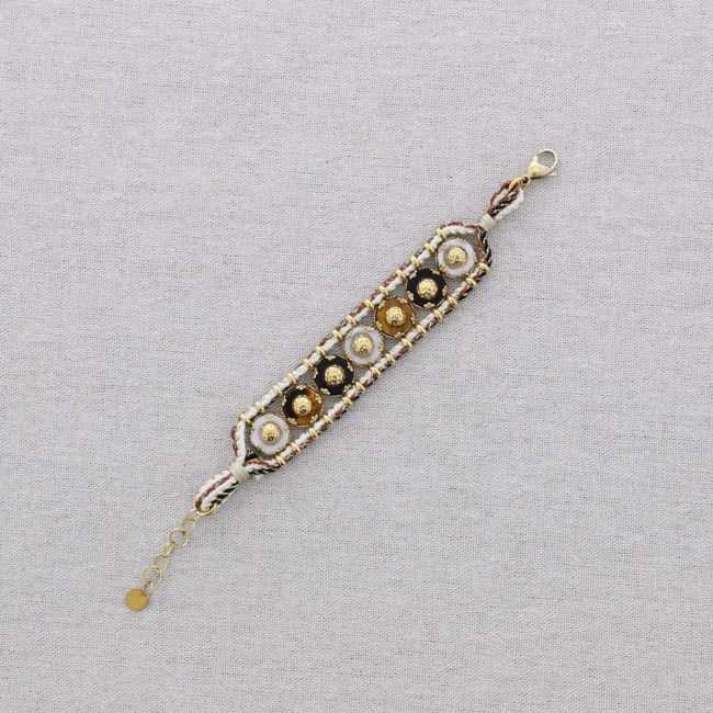 PULSERA ACERO CORDÓN CUENTAS PIEDRAS