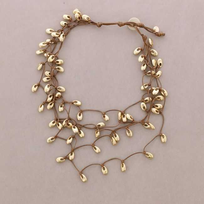 GARGANTILLA MULTI TIRAS COLGANTE GOTAS METAL
