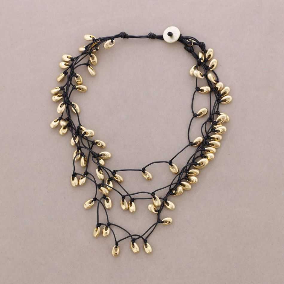 GARGANTILLA MULTI TIRAS COLGANTE GOTAS METAL