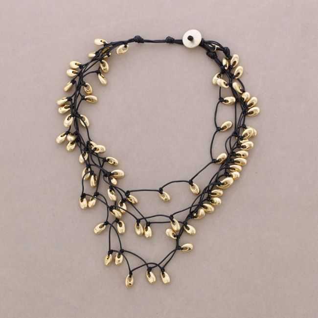 GARGANTILLA MULTI TIRAS COLGANTE GOTAS METAL