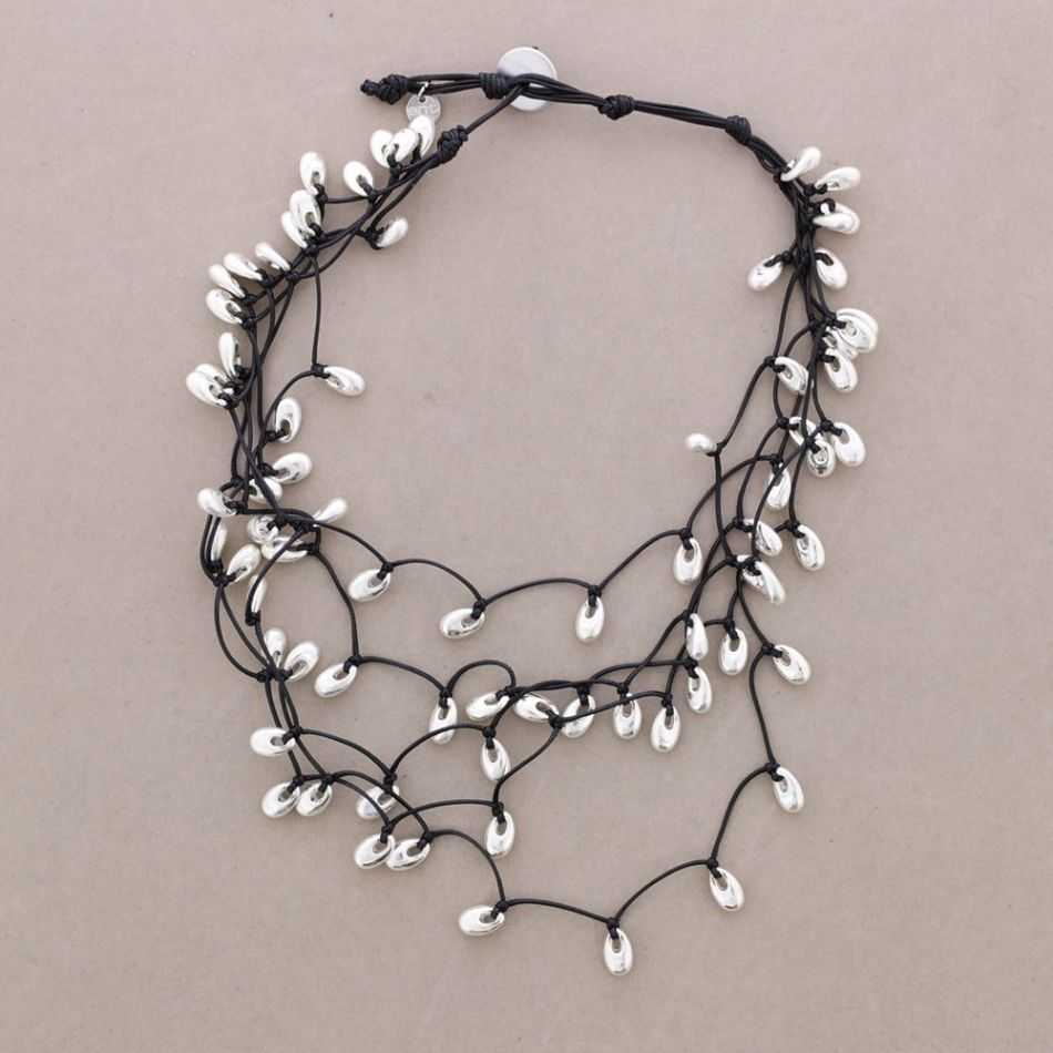 GARGANTILLA MULTI TIRAS COLGANTE GOTAS METAL