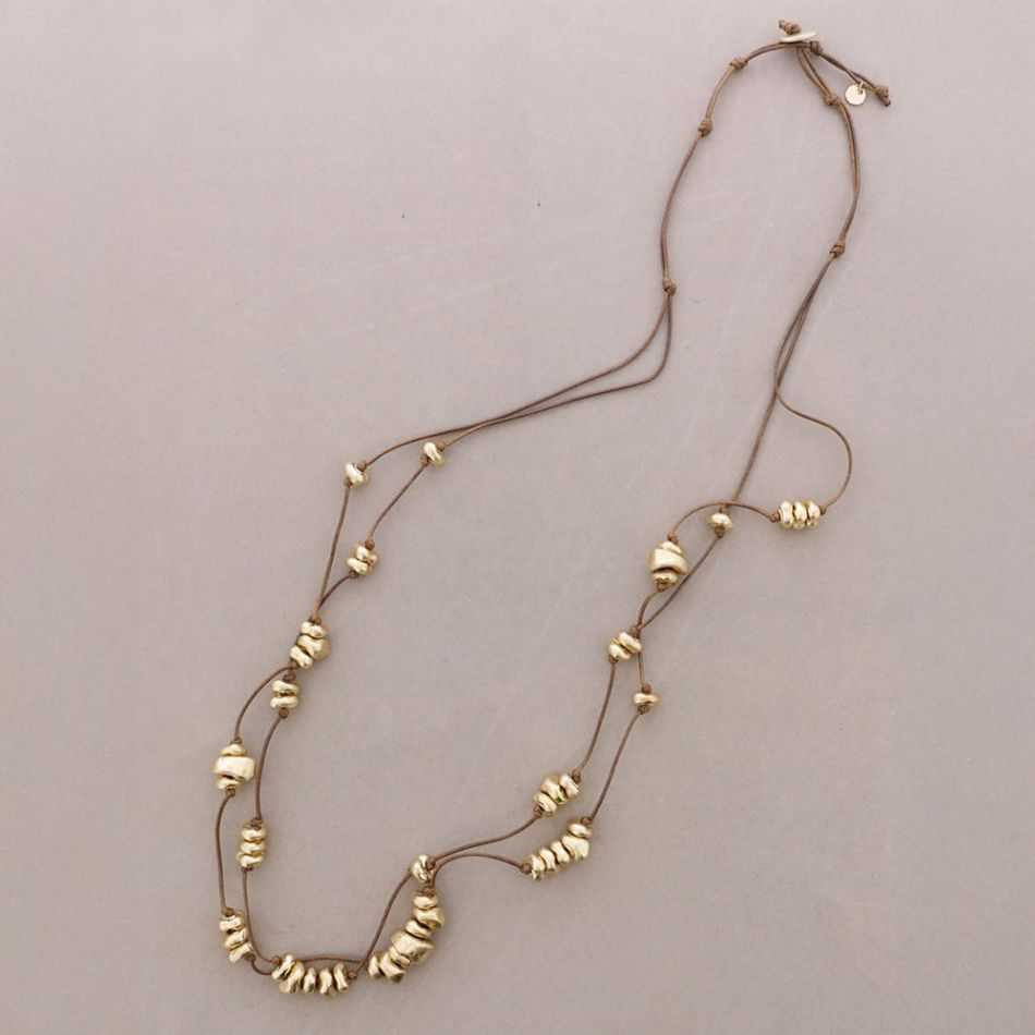 COLLAR LARGO DOBLE CUENTAS METAL