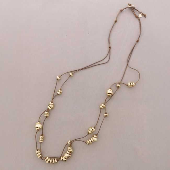 COLLAR LARGO DOBLE CUENTAS METAL