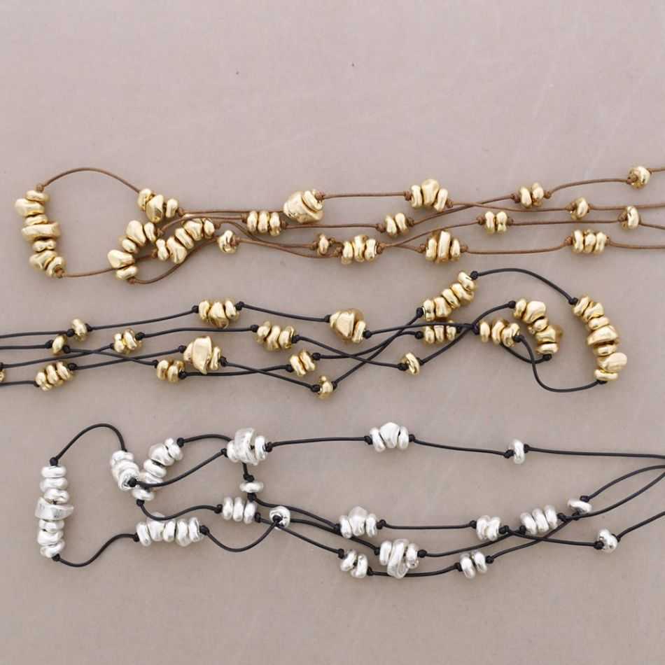 COLLAR LARGO DOBLE CUENTAS METAL