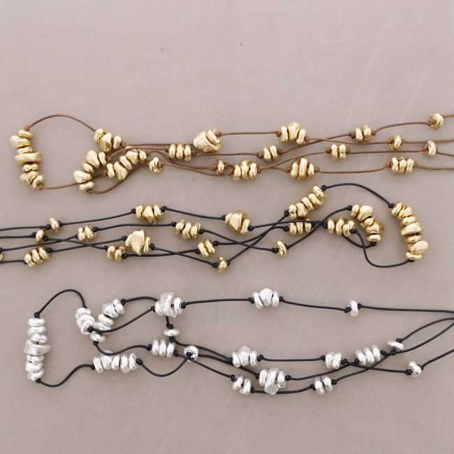 COLLAR LARGO DOBLE CUENTAS METAL