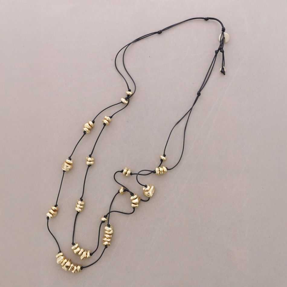 COLLAR LARGO DOBLE CUENTAS METAL