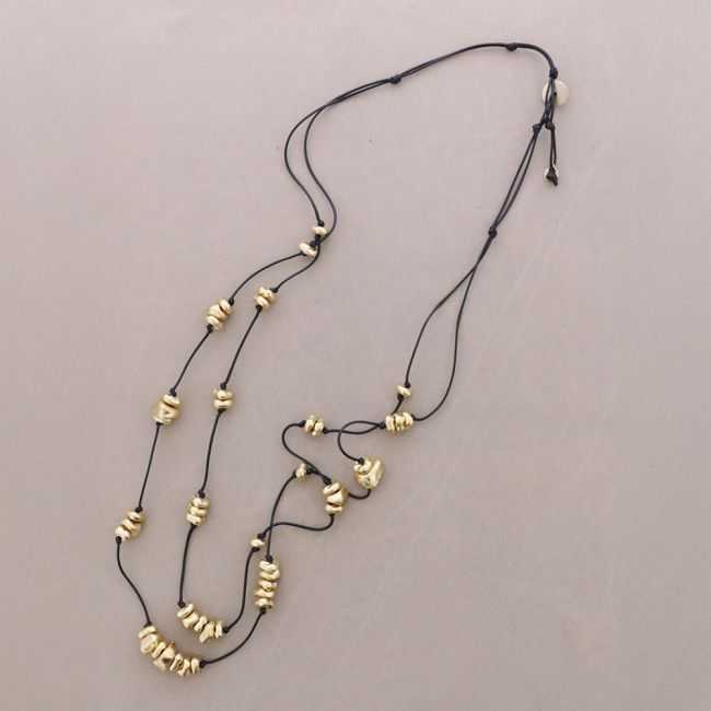 COLLAR LARGO DOBLE CUENTAS METAL
