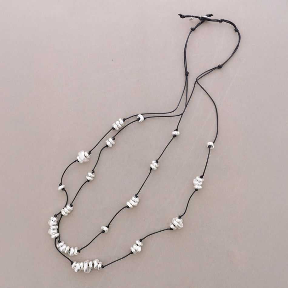 COLLAR LARGO DOBLE CUENTAS METAL