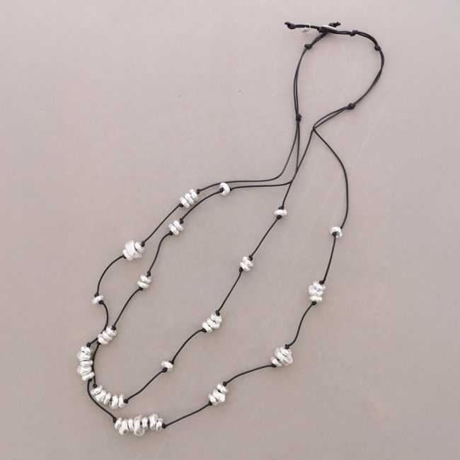 COLLAR LARGO DOBLE CUENTAS METAL