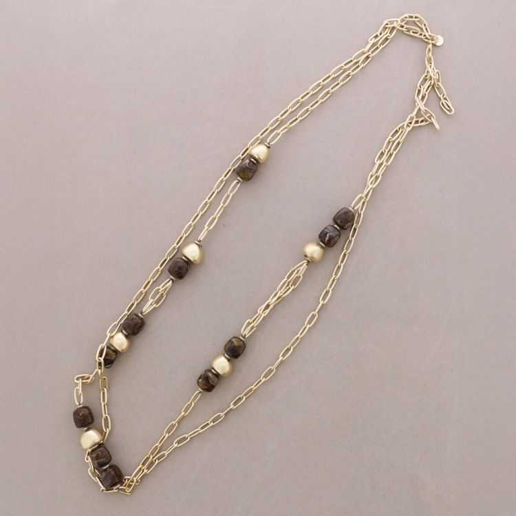 LONG DOUBLE LINK NECKLACE METAL RESIN BEADS