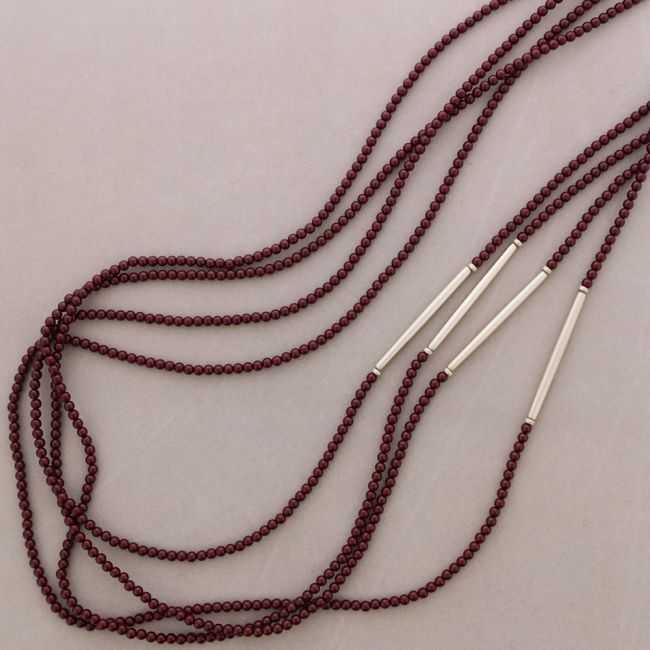 COLLAR LARGO MULTI CUENTAS RESINA TUBOS ACABADO METAL