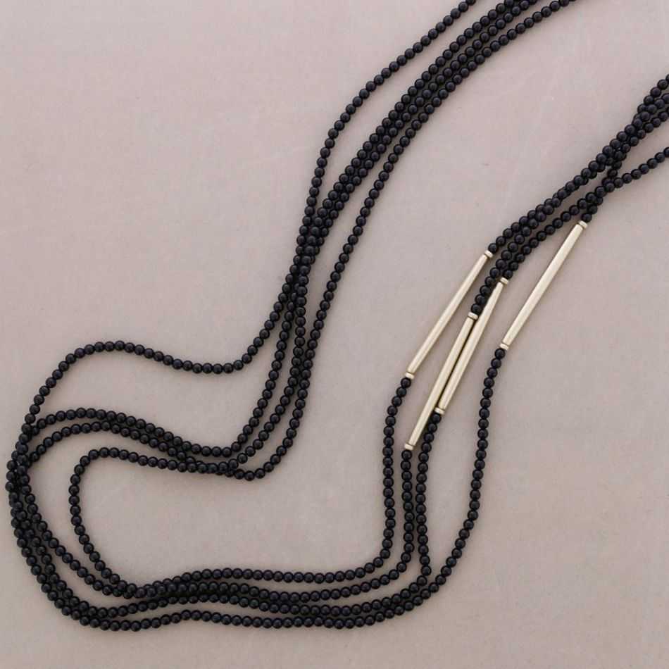 COLLAR LARGO MULTI CUENTAS RESINA TUBOS ACABADO METAL