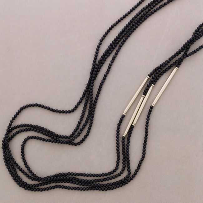 COLLAR LARGO MULTI CUENTAS RESINA TUBOS ACABADO METAL