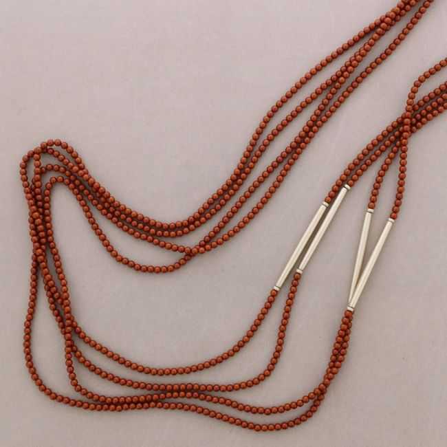 COLLAR LARGO MULTI CUENTAS RESINA TUBOS ACABADO METAL