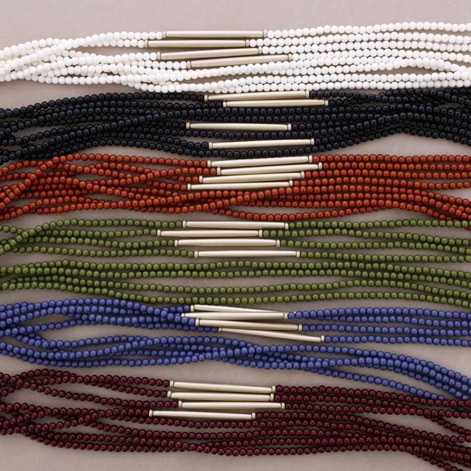 COLLAR LARGO MULTI CUENTAS RESINA TUBOS ACABADO METAL