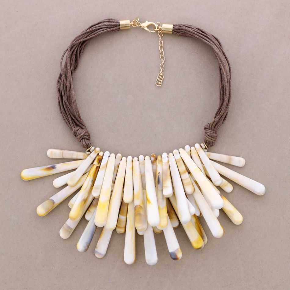 DOUBLE ROW CHOKER WITH RESIN FRINGE