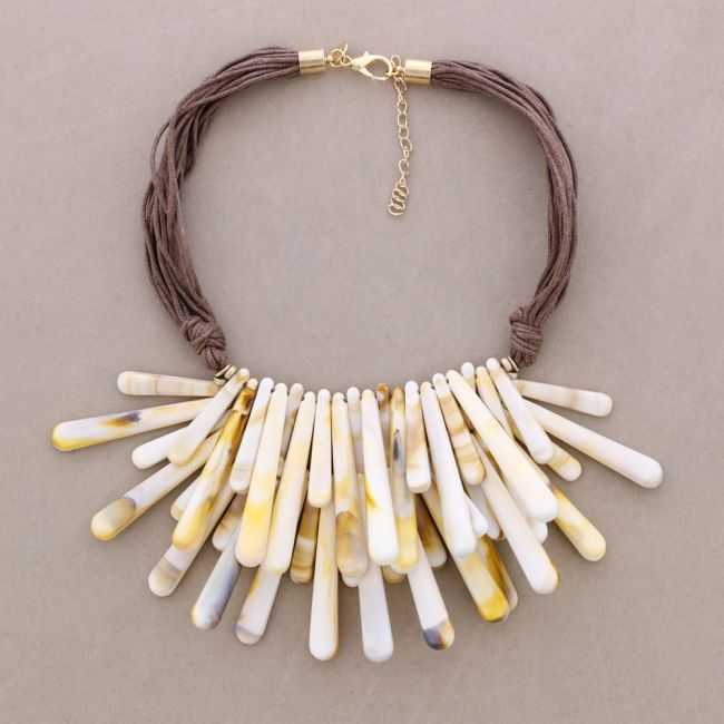 DOUBLE ROW CHOKER WITH RESIN FRINGE