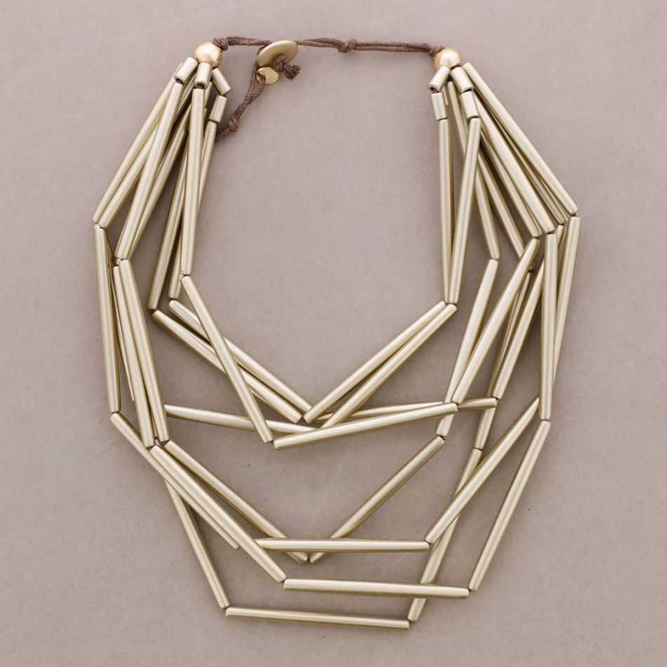 MULTI-BEAD CHOKER WITH METAL FINISH TUBES