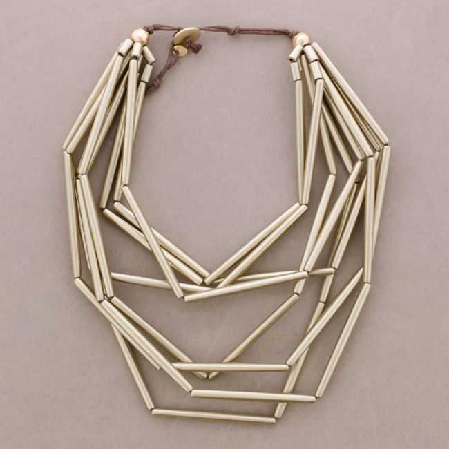 MULTI-BEAD CHOKER WITH METAL FINISH TUBES