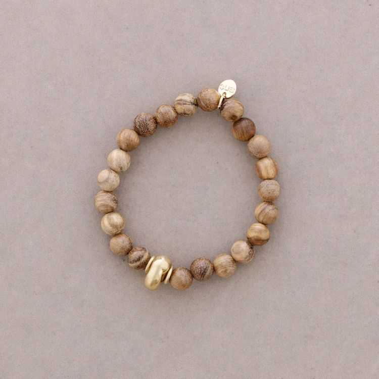 ELASTIC BRACELET WITH WOODEN BEADS