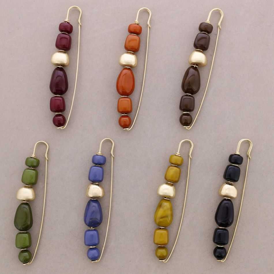 BROCHE ALFILER CUENTAS IRREGULARES RESINA
